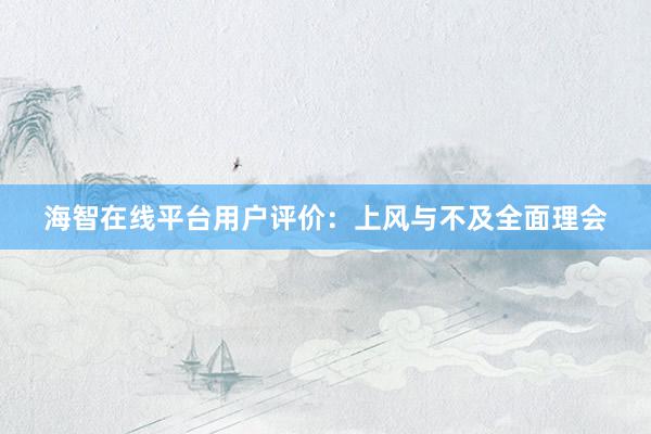 海智在线平台用户评价：上风与不及全面理会